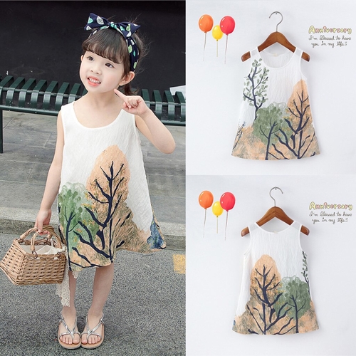 1 7 Years Baby Girls Sleeveless Flower Print