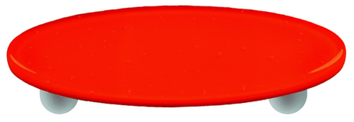 Hot Knobs HK1002-POA Tomato Red Oval Glass Cabinet Pull - Aluminum Pos