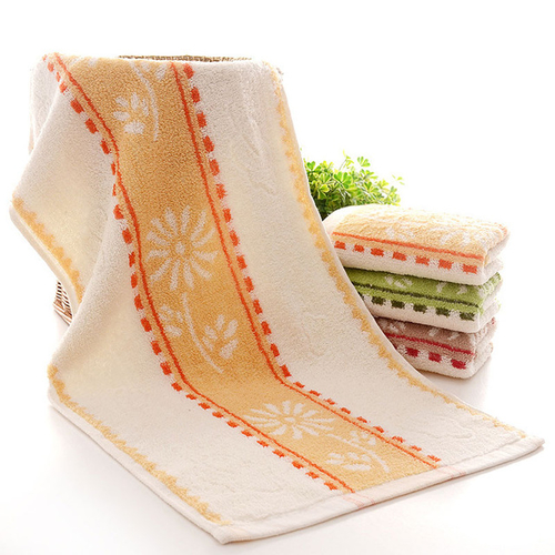 2pcs/set Flower Jacquard Soft Cotton Towel