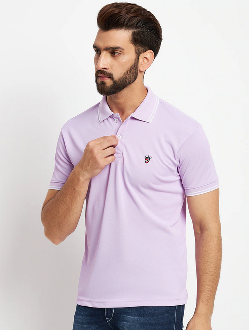 Mens Solid Polo T-Shirt (Size-M) (Color-Purple)
