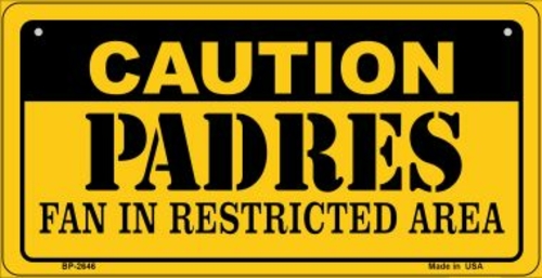 Smart Blonde BP-2646 3 x 6 in. Caution Padres Fan Area Novelty Metal B