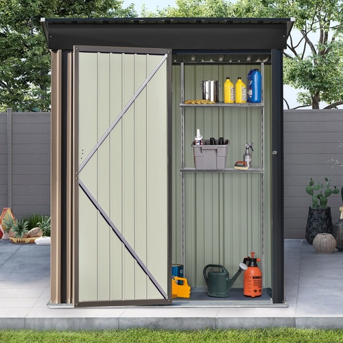 Patio 5ft Wx3ft. L Garden Shed, Metal Lean-to Storage Shed with