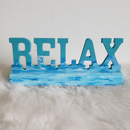Wooden Sign Relax Ocean Beach Calm Handpainted Home Decor