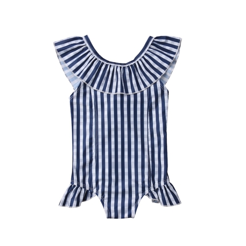 Little Girl Vertical Stripes One piece Swimsuit