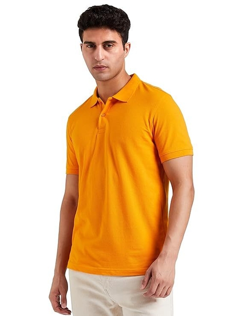 Mens Cotton Solid Regular Fit Half Sleeves Polo T-Shirt