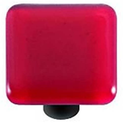Hot Knobs HK1001-KB Light Pink Square Glass Cabinet Knob - Black Post