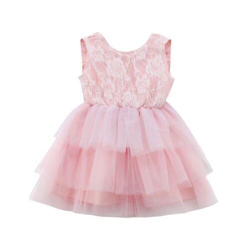 Infant Baby Girl Lace Tulle Bowknot Dress