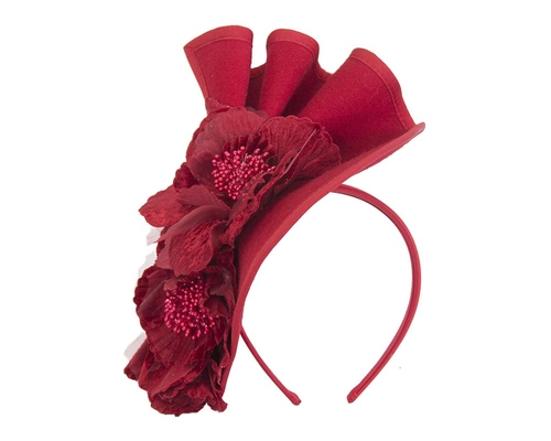 Large red felt flower fascinator F591R