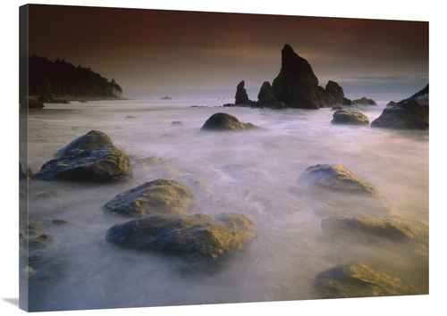 Global Gallery GCS-397044-3040-142 30 x 40 in. Sea Stack & Rocks Along