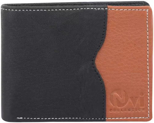 Men Black and Brown Artificial Leather Wallet  (5 Card Slots)