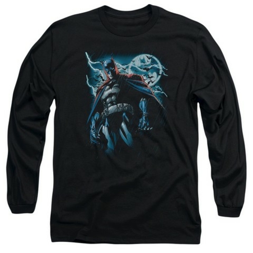 Trevco Batman-Stormy Knight - Long Sleeve Adult 18-1 Tee - Black- Larg