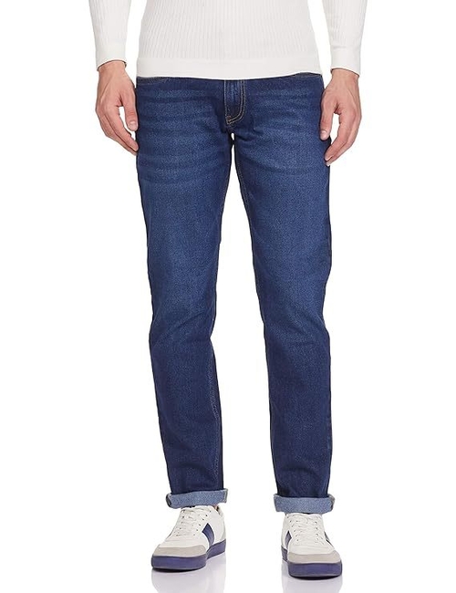 Men Cotton straight  Lycra Stretchable Jeans (Size-XL) (Color-BLUE)