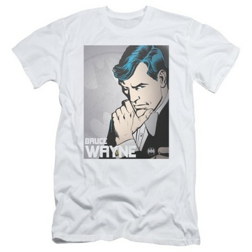 Trevco Dc-Bruce Wayne - Short Sleeve Adult 30-1 Tee - White & Large