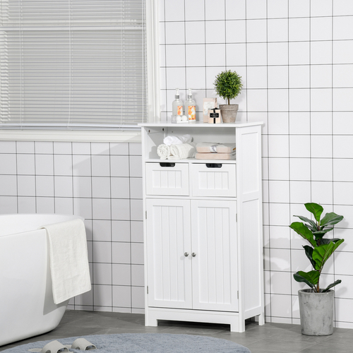 kleankin Bathroom Storage Cabinet  Floor with Adjustable Shelf and