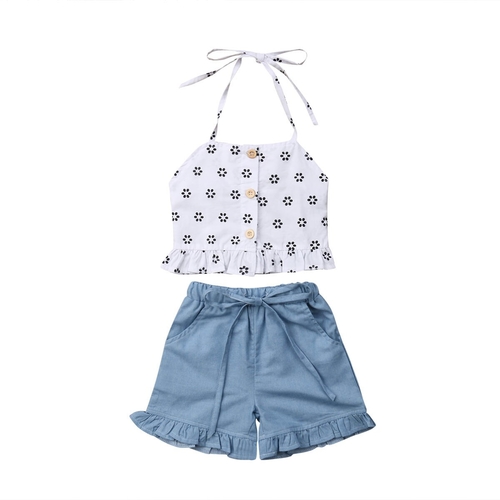 1 6T Girls Summer Halter Outfits Toddler Kid Baby