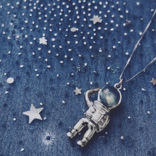 Moonstone Astronaut Necklace
