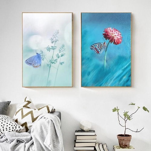 Fresh Butterfly Flower Dream Canvas Painting