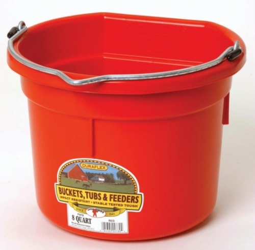 Miller Mfg Co Inc Flat Back Plastic Bucket- Red 8 Quart - P8FBREDA