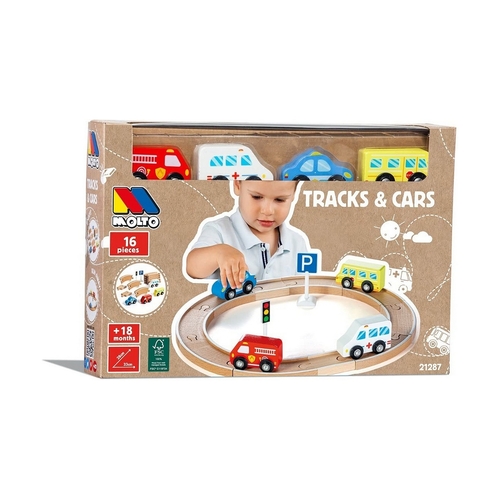 Vehicle Playset Moltó Tracks and Cars 16 Pieces