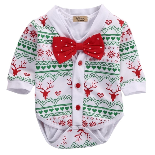 2pcs Cute Baby XMAS Bodysuits Sets Newborn Baby