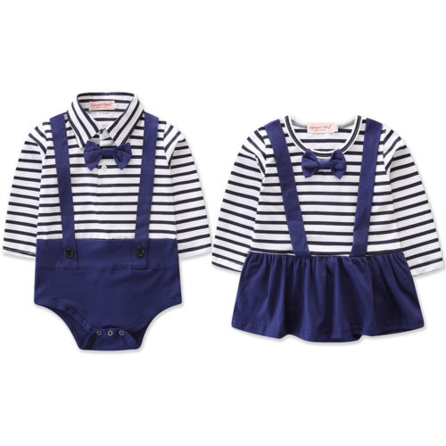 Baby Girls Boys Navy Striped Bodysuit Top Babies