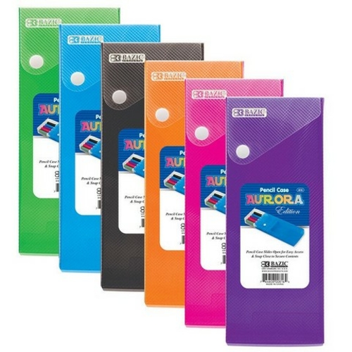 Bazic 816 Translucent Slider Pencil Case w/ PDQ Display Case of 36