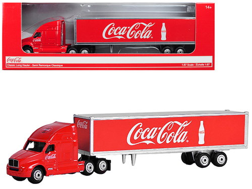 Classic Long Hauler Tractor Trailer \Coca-Cola\" Red 1/87 (HO) Scale