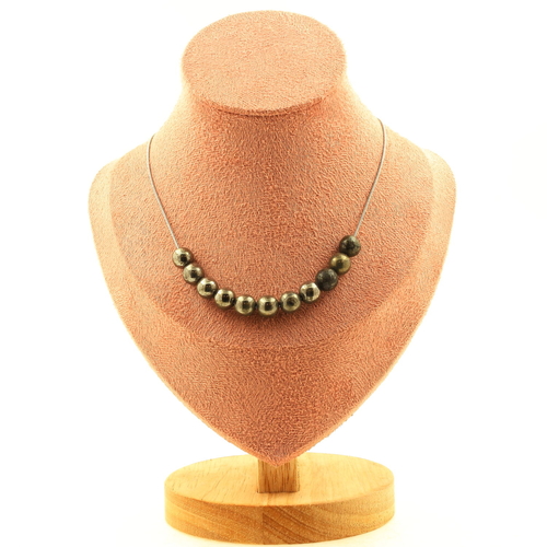 Pyrite from Spain 8 mm 10 beads necklace.