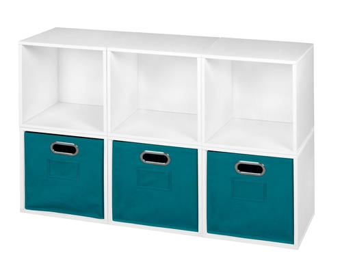 Niche PC6PKWH3TOTETL Cubo Storage Set with 6 Cubes & 3 Canvas Bins&#44