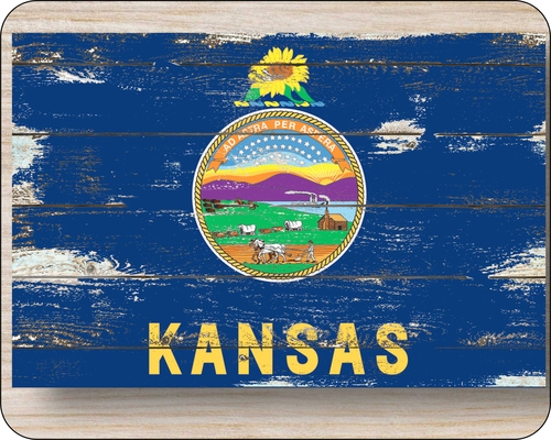 Kansas State Flag Distressed Art Mouse Pad