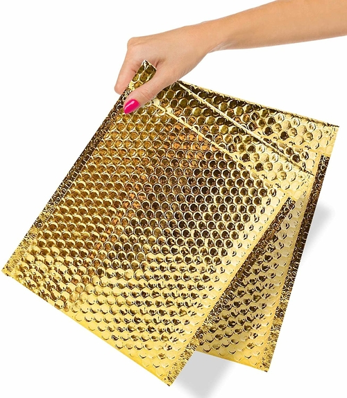 Metallic Gold Bubble Mailers 8.5 x 11, Poly Padded Envelopes Pack of