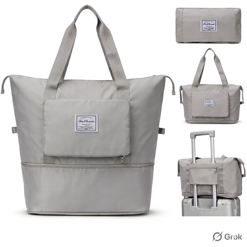 Main Large Waterproof Foldable Travel Bag,Unisex,Korean,Color Grey image