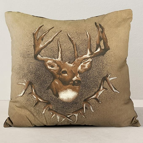 Whitetail Ridge Square Pillow with Deer Print For Indoor/Outdoor