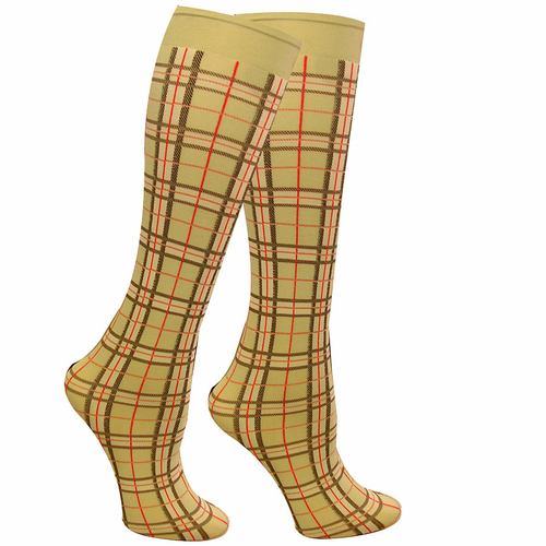 6-10 in. Highland Plaid Fashion Boot Socks - Beige