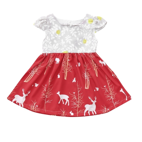 Toddler Kids Baby Girl Short Sleeve Deer Floral
