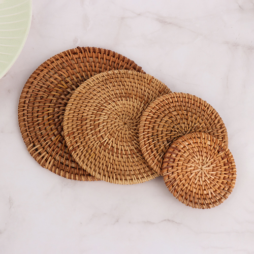 1PC 8/10/13/16cm Natural Rattan Pad Coasters