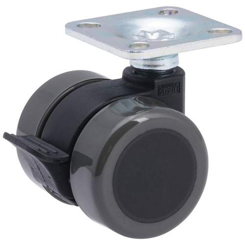 Gross Stabil GSUKF230 37 mm Twin Soft Castor Brake with Plate - Black&
