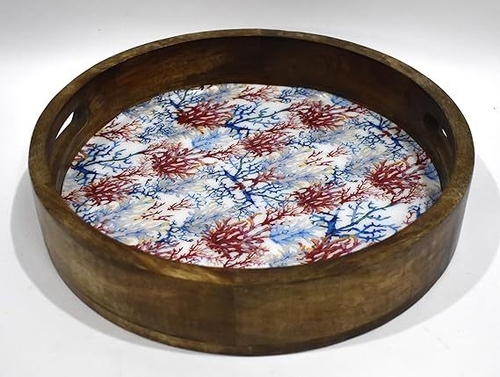 Handcrafted & Hand-Painted Tray Premium MDF Wooden Tray for Serving