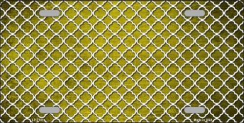 Smart Blonde LP-7101 Yellow White Quatrefoil Print Oil Rubbed Metal No