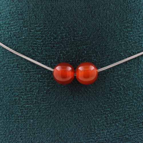 Carnelian from Uruguay quality 5A 8 mm 2 beads necklace