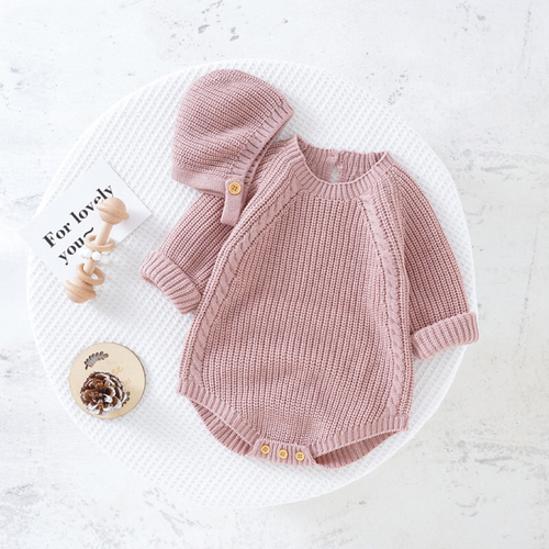 Spocket Dropship Baby Solid Color Long Sleeve Knitted Woolen