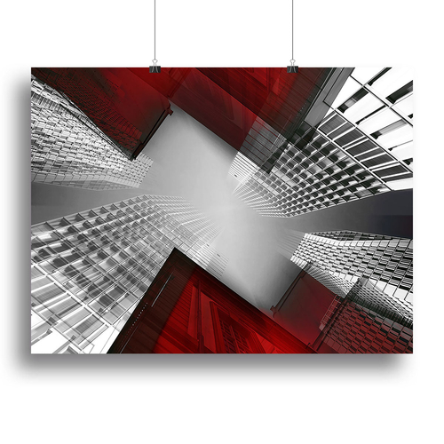 Red And White Skyscrapers Canvas Print or Poster