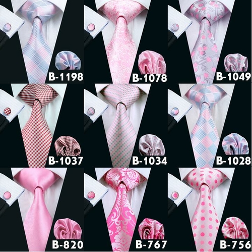 Mens Pink Ties Hot Sale Casual Tie Set Cheap Neck Tie Set Silk High