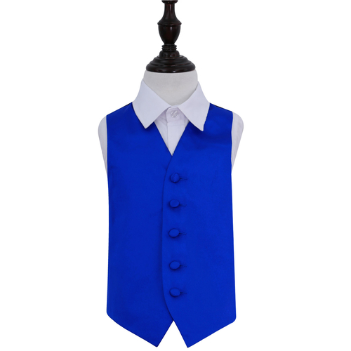 Plain Satin Waistcoat - Boys - Royal Blue, 30'