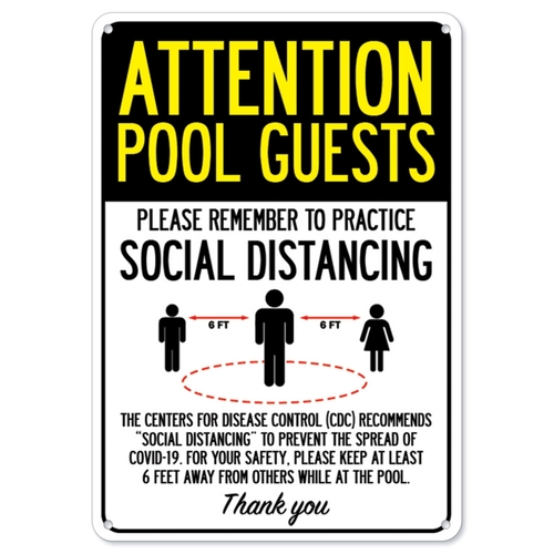 SignMission OS-NS-P-710-25370 Covid-19 Notice Sign - Attention Pool Gu
