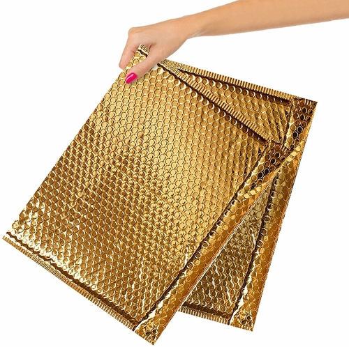 Metallic Gold Bubble Mailers 13 x 11, Poly Padded Envelopes Pack of