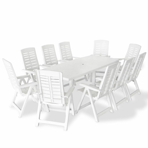 11 Piece Outdoor Dining Set Plastic Green