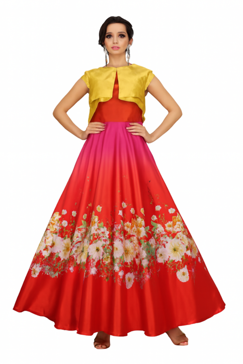 Main Women Embroidered Kurta Set with Dupatta – Party & Festive Wear-Red image