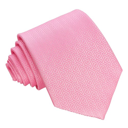 Greek Key Classic Tie - Baby Pink