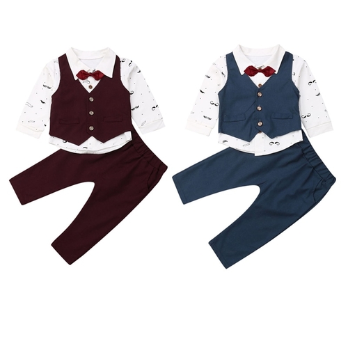 4pcs Gentleman Kid Baby Boy Formal Clothes Suits